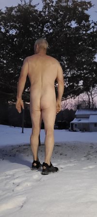 Enjoying the fresh snow love being outside naked