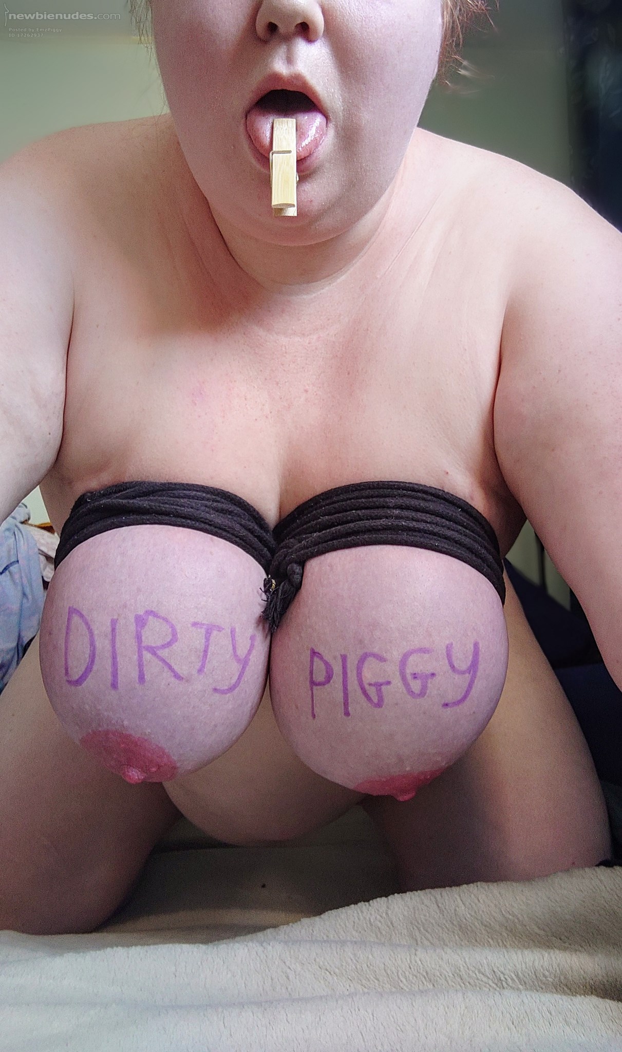 Dirty, Fat Piggy with Tightly Bound Tits! 
