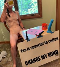 A NN take on the "change my mind" meme. The irony is Mrs P's tea is in a Te...