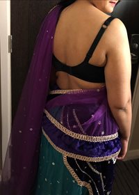 Wife with traditional saree with the bra on this time. Her back looks stunn...