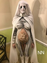 Full American Horror Story Nun bodypaint, 35 weeks pregnant with first baby...
