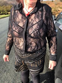 see through top and bra  - out in the Lake District