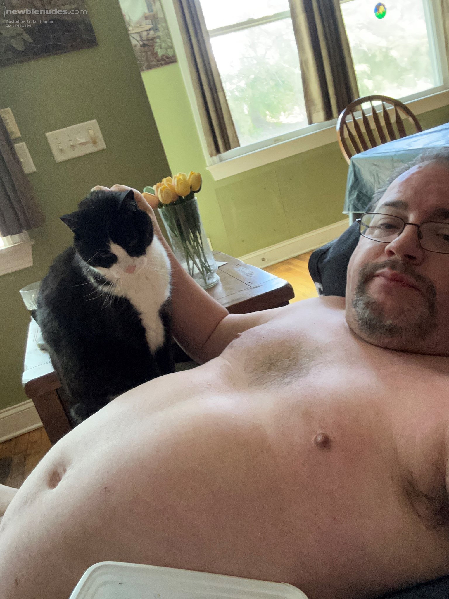 Naked and petting a pussy