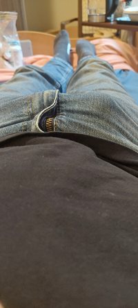 Getting hard and excited pressing out in my restrictive jeans while looking...