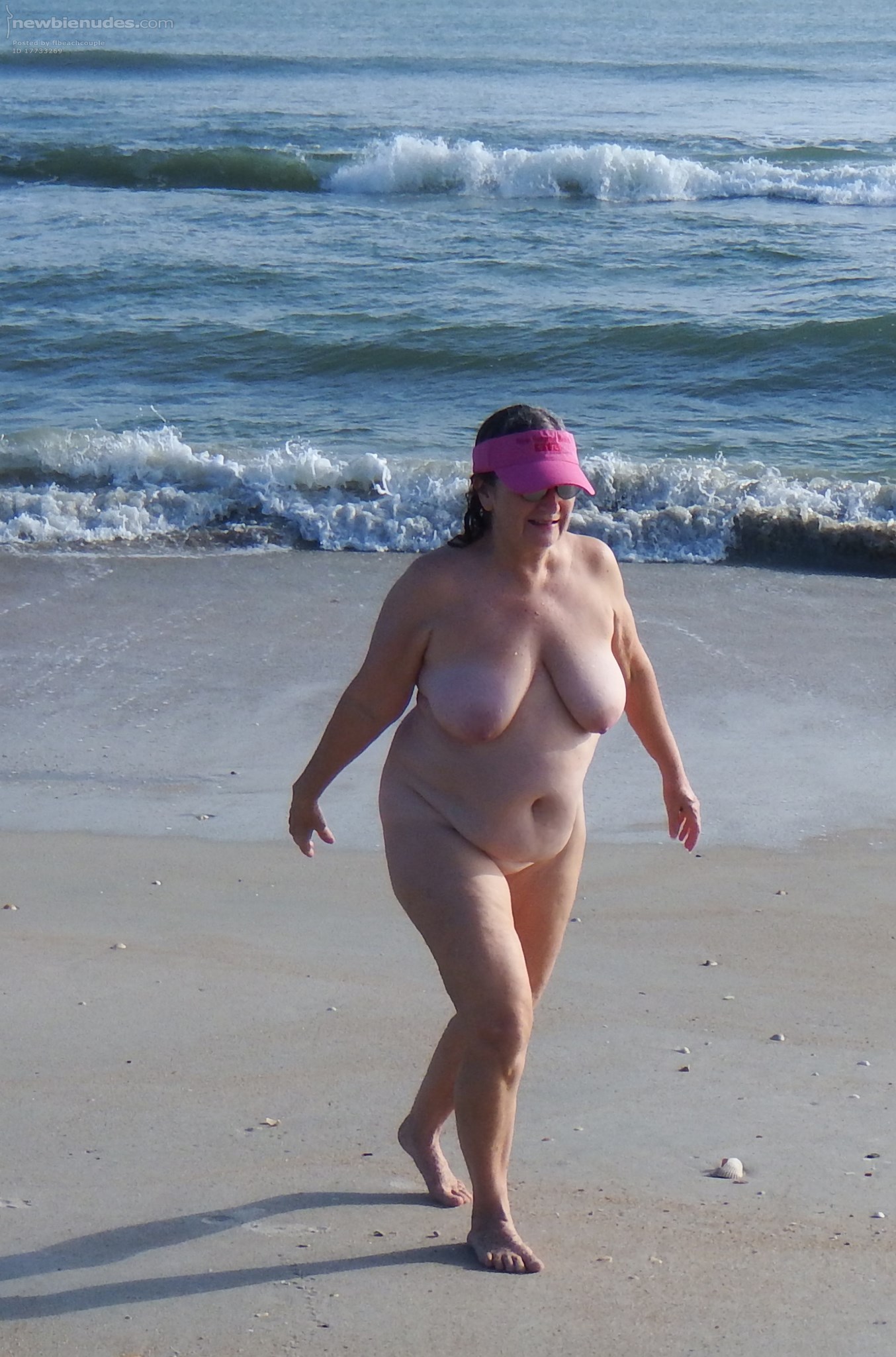 Carol getting ready for a dip in the ocean.