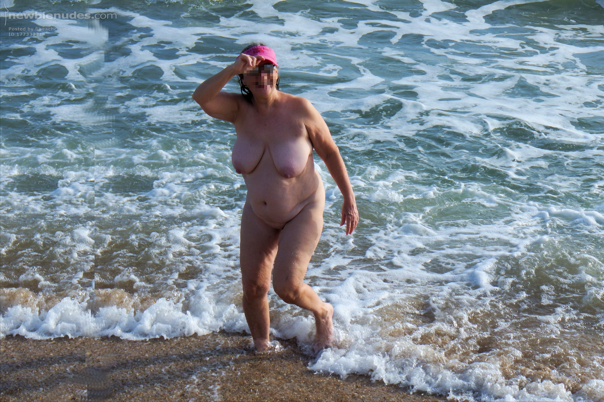 Carol taking a dip in the ocean.