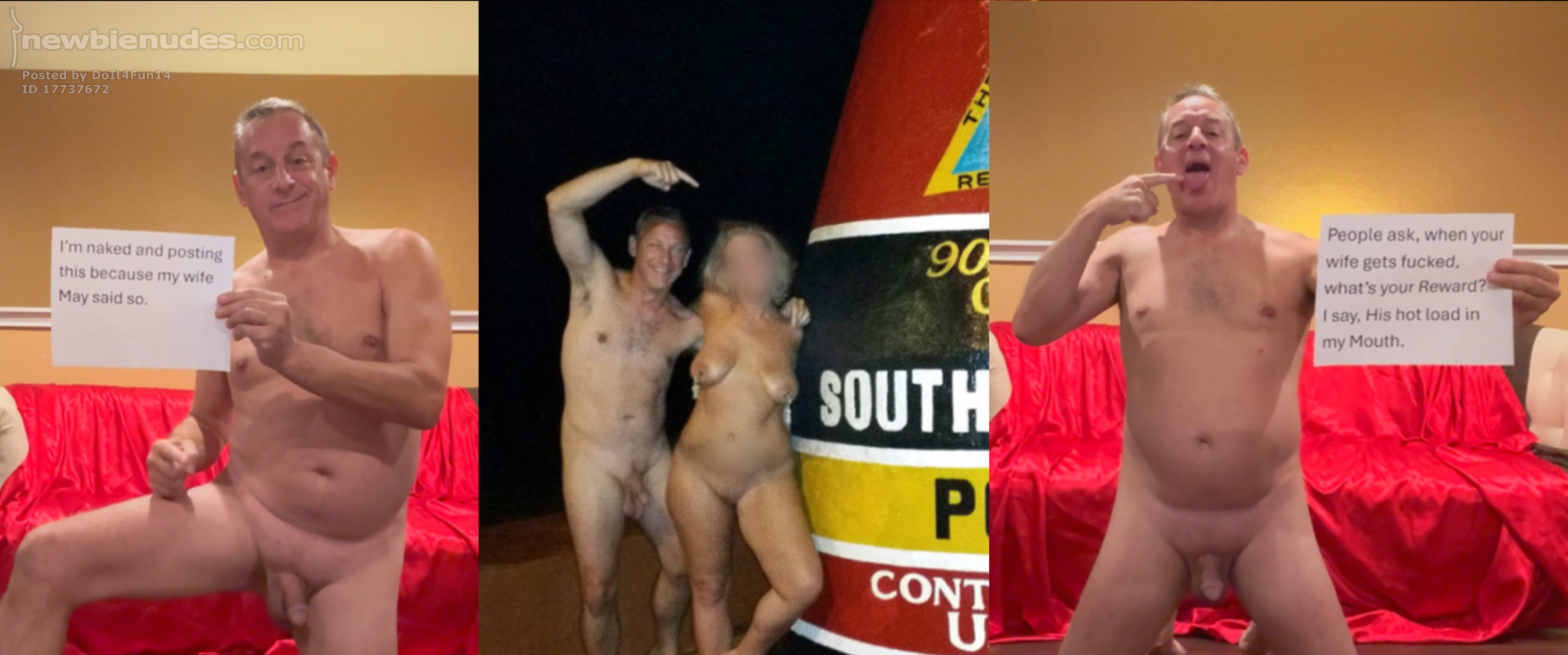 Naked in Key West at the Southern Most Point.