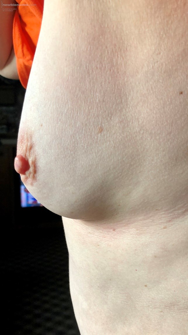 Side boob and my hard nipple