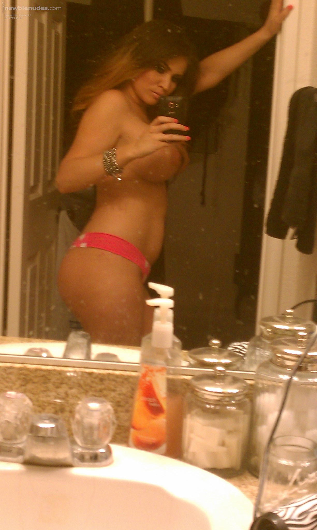 My wife showing off her new tits and her nice round ass