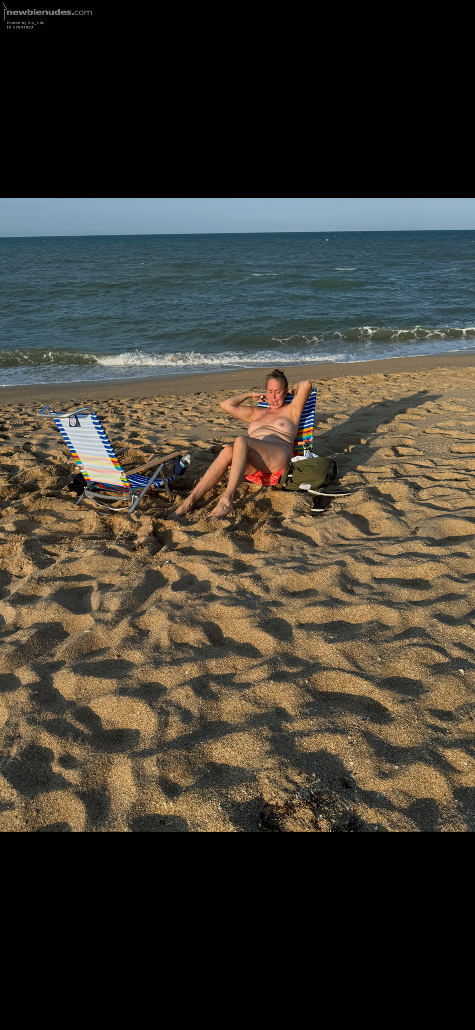 Fun day at beach with wife