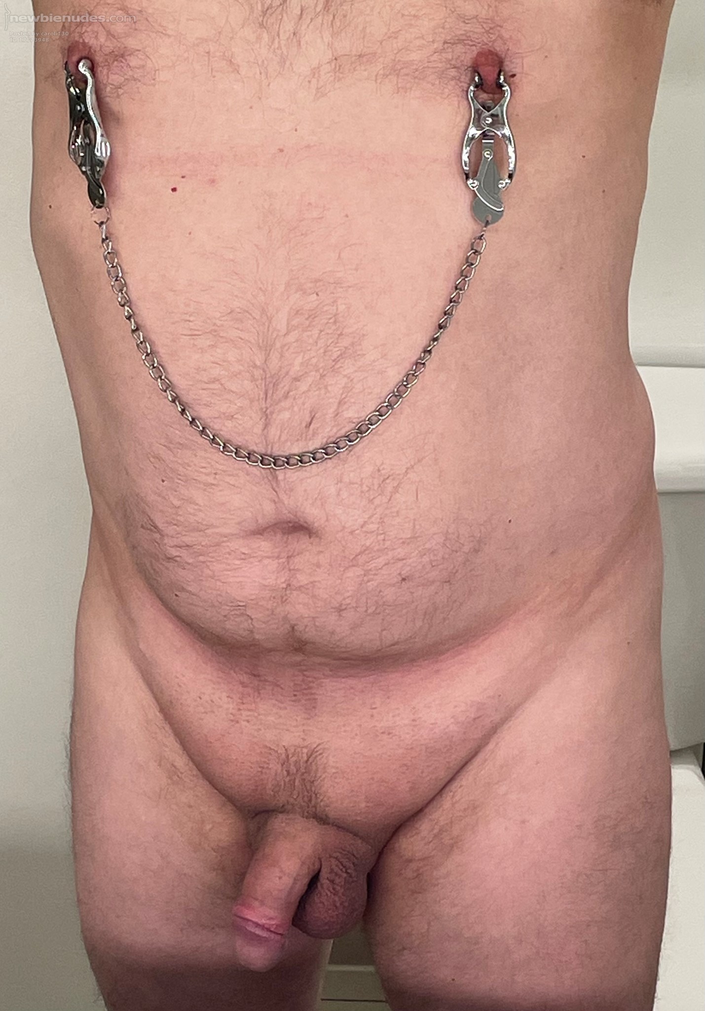 Metal spiked nipple clamps...hurts so good.