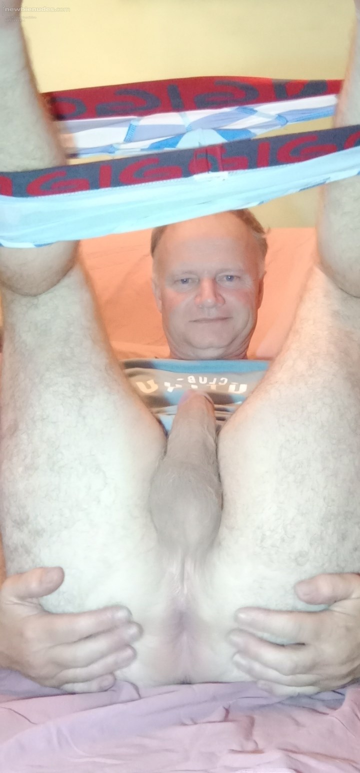 Paul McIntosh the bitch spread open. Displayed with kunt open and undies do...