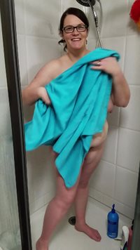 Bbw wife getting out of the shower