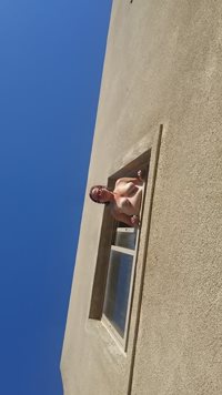 My wife hanging her tits out the window for ne