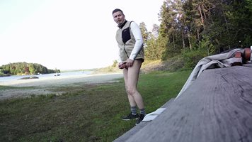 2023's first outdoor expose - lots of cum!