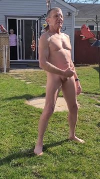 Stroking my dick outside on a warm summer day