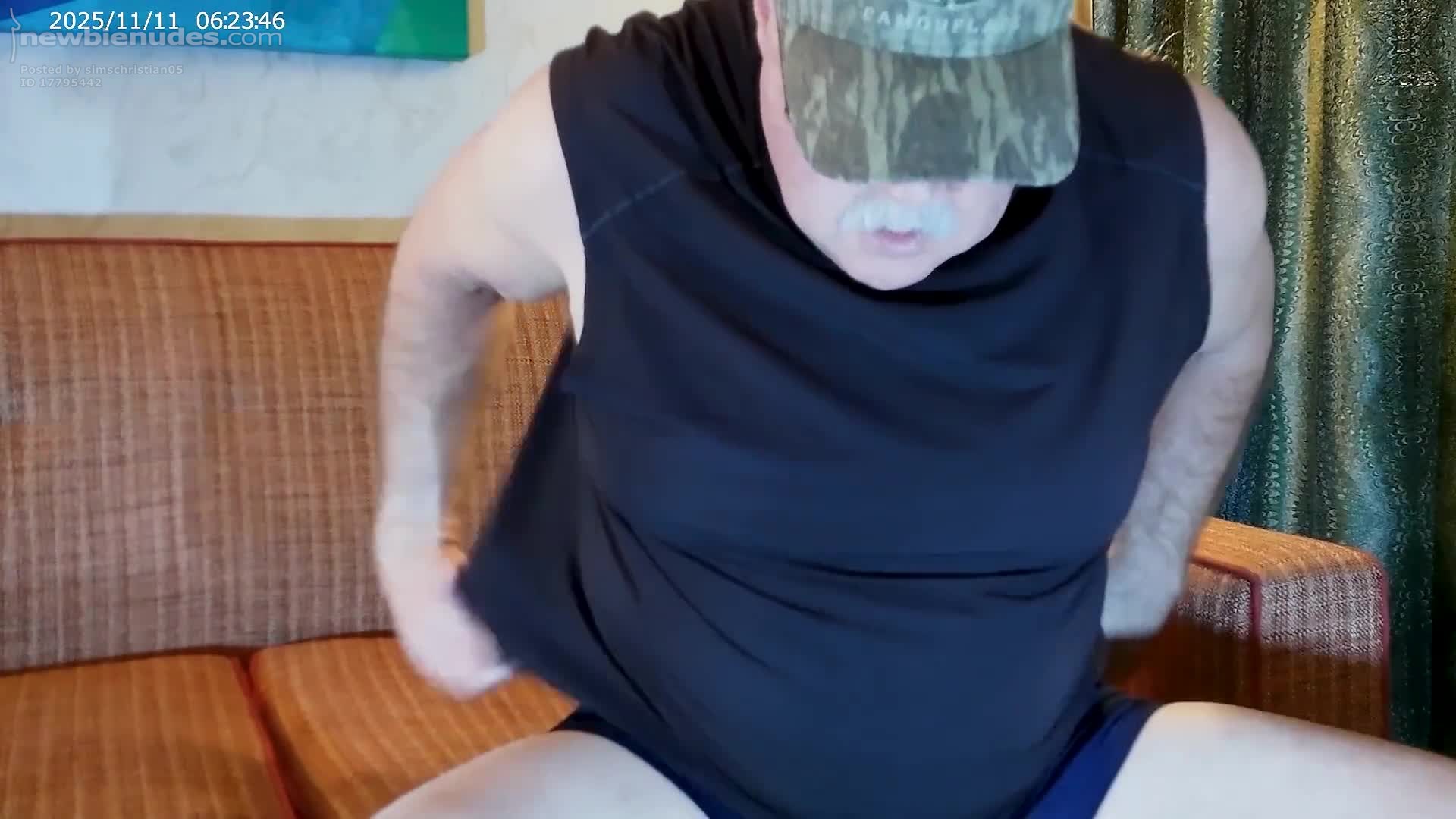 Naked in the hotel room.