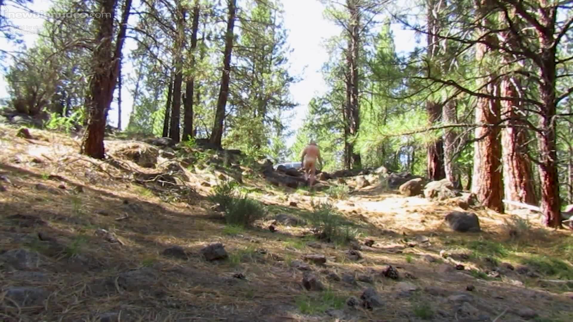 Jerking off at the creek.