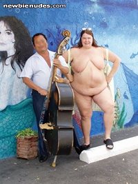 He was standing outside the cantina with his bass so I stood beside him for...