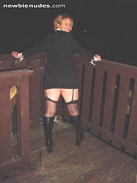 Just Showing off my black garter again on the porch :)Hope you enjoy and ra...