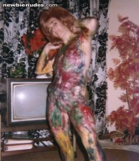 Finger painting fun. Angel loved to be painted. about1972