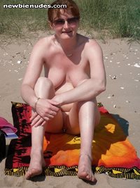 Tracy's shaved, pierced twat nude on kinshaldy beach