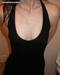 Another shot of my new dress. Can you see my stiff nipples poking at the fa...