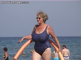 wife's large juggs in swimsuit