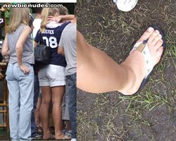 A sexy woman at the Fair...Love the French pedicure