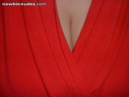 My wife's cleavage in the top she wore to a movie last night.