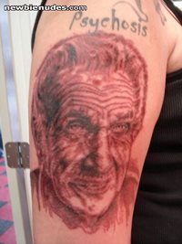 my newest tatt! vincent price portait! color will take 2 or 3 more sessions...