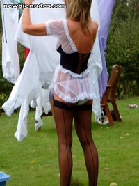 When wearing my maids outfit its only right I put the washing out too - mak...