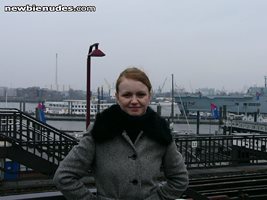 posing by the boats..