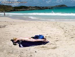 Totally naked on the beach in St.Maarten.