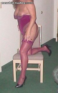Wife in plum colored lingerie11