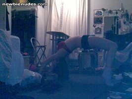 Girlfriend doing a spot of yoga