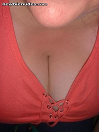 I love cleavage. My wife wears a lot of clothes that show off her cleavage.