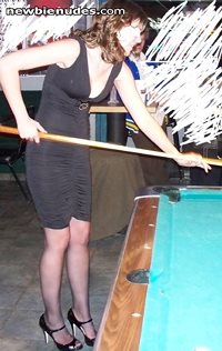 anyone want to bend my slut wife over this pool table?