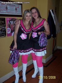 us dressed up as cheer leaders