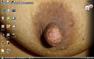 Wife's nipples as desktop background