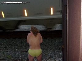 Wife Flashing a train! Loves to be seen by others