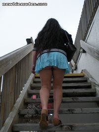 up the stairs at the beach, hope no one saw???