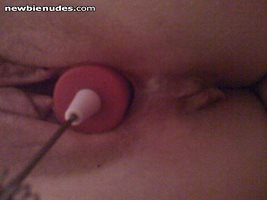 stuck a chunky whisk up her pussy, see the cum..she was soaking n shaking f...