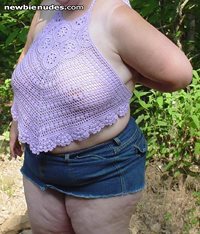 I love it when DeDe wears crocheted tops that you can sort of see her dark ...