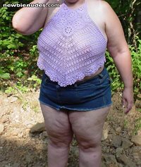 DeDe in one of her many see thru crocheted tops.  A Peek a Boo look that I ...