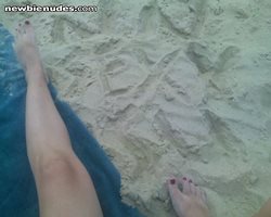 on Va Beach! wrote the info in the sand, wasn't easy, but it's legible :)