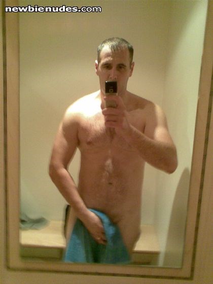 Just out of the shower at the Gym