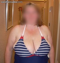 Trying on bathing suits my hubby wanted me to buy this one I think he was C...