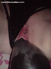 My blow up dildo sliding out of my abused cunt.  Can you see my juices smea...