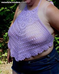 Hi, some of you have requested more photos of me in some of my crochet tops...